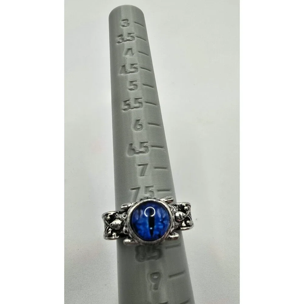 4pc Gothic Ring Lot Blue Stone Dragon Head Octopus Evil Eye  Sz 5.5-8.5